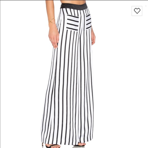 Kendall & Kylie Pants - Kendall + Kylie PJ Wide Leg Pant White & Black